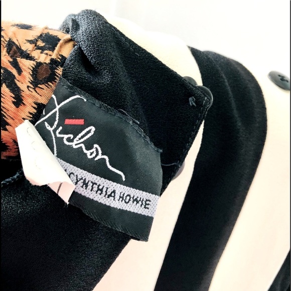 VTG 90s/20s designer Color block black & ivory dress Pleat & button detail sz 8. - Picture 9 of 12